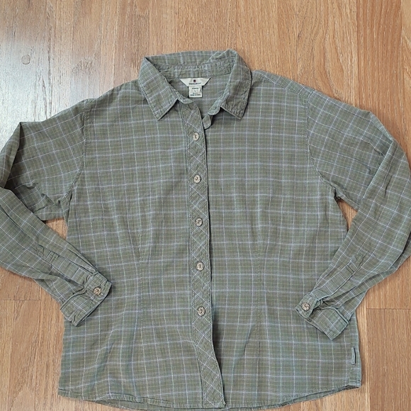 Woolrich Tops - Woolrich Womens Petite Large LP Green/Pink Plaid Button Down Shirt